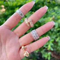 Red Heart Elegant Glam French Style Zircon Copper 18K Gold Plated Silver Plated Open Rings Inlay main image 1