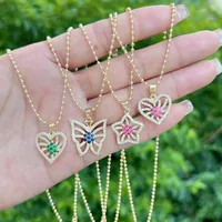 Pentagrama Forma De Corazón Mariposa Elegante Señora Romántico Cobre Collar Colgante Cierre Con Gatillo De Langosta main image 1