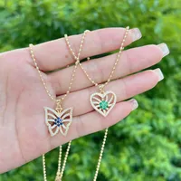 Pentacle Forme De Cœur Papillon Élégant Femme Romantique Le Cuivre Pendentif Fermeture À Boucle De Type Homard main image 7