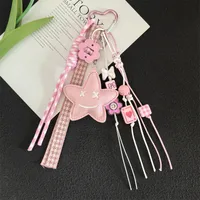 Cute Pu Leather Rope Star Knot Flower Women's Bag Pendant Keychain sku image 2