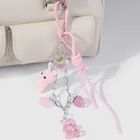 Mignon Sucré Résine Peluche Alliage De Zinc La Pêche Ours Forme De Cœur Femmes Pendentif De Sac Porte-Clés main image 1