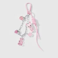 Mignon Sucré Résine Peluche Alliage De Zinc La Pêche Ours Forme De Cœur Femmes Pendentif De Sac Porte-Clés main image 3