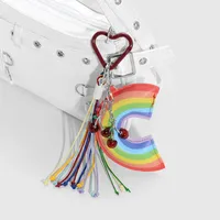 Sucré Faux Cuir Corde Alliage De Zinc Arc-En-Ciel Femmes Pendentif De Sac Porte-Clés main image 3