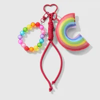 Sucré Faux Cuir Corde Alliage De Zinc Arc-En-Ciel Femmes Pendentif De Sac Porte-Clés main image 2