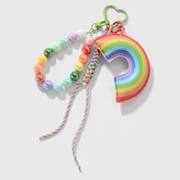 Sucré Faux Cuir Corde Alliage De Zinc Arc-En-Ciel Femmes Pendentif De Sac Porte-Clés main image 4