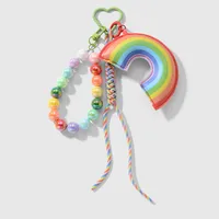 Sweet Pu Leather Rope Zinc Alloy Rainbow Women's Bag Pendant Keychain sku image 2
