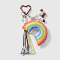 Sweet Pu Leather Rope Zinc Alloy Rainbow Women's Bag Pendant Keychain sku image 3