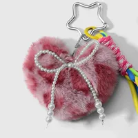 Modern Style Pu Leather Imitation Pearl Plush Star Heart Shape Knot Women's Bag Pendant Keychain main image 5