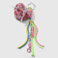 Modern Style Pu Leather Imitation Pearl Plush Star Heart Shape Knot Women's Bag Pendant Keychain sku image 1