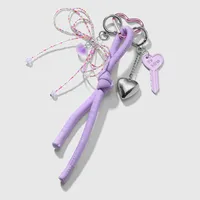 Sucré Résine Synthétique Corde Alliage De Zinc Forme De Cœur Noeud D'Arc Clé Femmes Pendentif De Sac Porte-Clés main image 3