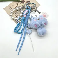 Cute Plush Paw Print Cat Women's Bag Pendant Keychain sku image 1