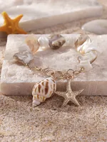 Gravier Alliage De Zinc Vacances Plage Étoile De Mer Conque Bracelet De Cheville main image 10