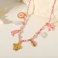 Tortue Géométrique Étoile De Mer Décontractée Plage Commuer Perle D'Imitation Acier Inoxydable 304 Plaqué Or 18K Collier Multi-breloques Époxy Placage Incruster main image 1