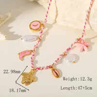 Tortue Géométrique Étoile De Mer Décontractée Plage Commuer Perle D'Imitation Acier Inoxydable 304 Plaqué Or 18K Collier Multi-breloques Époxy Placage Incruster main image 3