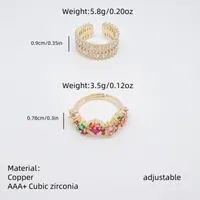 Geometric French Style Sweet Zircon Copper 18K Gold Plated Silver Plated Open Rings Inlay main image 2