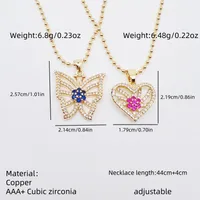 Pentacle Forme De Cœur Papillon Élégant Femme Romantique Le Cuivre Pendentif Fermeture À Boucle De Type Homard main image 2