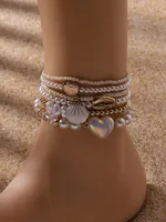 CCB Imitation Pearl Plastic Hawaiian New Style Shell Anklet main image 1