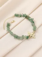 Natural Stone Zinc Alloy Vintage Style Preppy Style Vacation Butterfly Anklet sku image 2