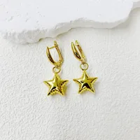 1 Par Estrella Corazón Rojo Princesa Lindo Romántico Cobre Chapados En Oro De 18K Pendientes De Gota main image 4