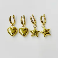 1 Par Estrella Corazón Rojo Princesa Lindo Romántico Cobre Chapados En Oro De 18K Pendientes De Gota main image 6