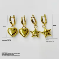 1 Par Estrella Corazón Rojo Princesa Lindo Romántico Cobre Chapados En Oro De 18K Pendientes De Gota main image 2