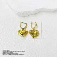 1 Pair Oval Red Heart Elegant Princess Cute Copper 18K Gold Plated Plating Drop Earrings main image 7