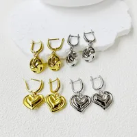 1 Paire Ovale Coeur Rouge Élégant Princesse Mignon Le Cuivre Plaqué Or 18K Placage Boucles D'oreilles main image 1