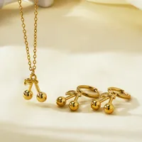 Elegante Señora Acero Inoxidable 304 Cereza Chapados En Oro De 18K Mujeres Conjunto De Joyas main image 5