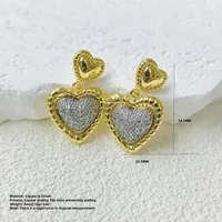 1 Pair Red Heart Elegant Princess Glam Copper 18K Gold Plated White Gold Plated Zircon Plating Inlay Drop Earrings main image 2