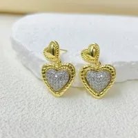 1 Pair Red Heart Elegant Princess Glam Copper 18K Gold Plated White Gold Plated Zircon Plating Inlay Drop Earrings main image 7