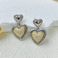 1 Pair Red Heart Elegant Princess Glam Copper 18K Gold Plated White Gold Plated Zircon Plating Inlay Drop Earrings main image 9