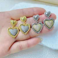 1 Pair Red Heart Elegant Princess Glam Copper 18K Gold Plated White Gold Plated Zircon Plating Inlay Drop Earrings main image 8