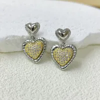 1 Par Corazón Rojo Elegante Princesa Glamour Cobre Chapados En Oro De 18K Blanco Oro Plateado Circón Enchapado Embutido Pendientes De Gota main image 6