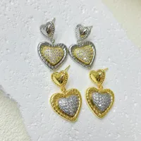 1 Pair Red Heart Elegant Princess Glam Copper 18K Gold Plated White Gold Plated Zircon Plating Inlay Drop Earrings main image 5