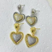1 Pair Red Heart Elegant Princess Glam Copper 18K Gold Plated White Gold Plated Zircon Plating Inlay Drop Earrings main image 4