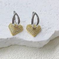 1 Pair Red Heart Elegant Glam Modern Style Copper 18K Gold Plated Zircon Plating Drop Earrings main image 3
