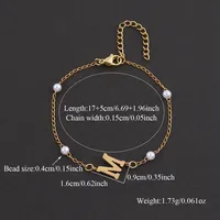 Letter Casual Simple Style Classic Style 304 Stainless Steel Artificial Pearl Copper Bracelets Wholesale main image 2