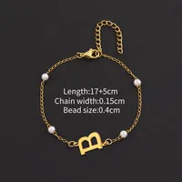 Letter Casual Simple Style Classic Style 304 Stainless Steel Artificial Pearl Copper Bracelets Wholesale sku image 2