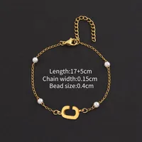 Letter Casual Simple Style Classic Style 304 Stainless Steel Artificial Pearl Copper Bracelets Wholesale sku image 3