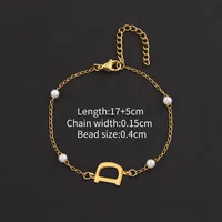 Letter Casual Simple Style Classic Style 304 Stainless Steel Artificial Pearl Copper Bracelets Wholesale sku image 4