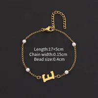 Letter Casual Simple Style Classic Style 304 Stainless Steel Artificial Pearl Copper Bracelets Wholesale sku image 5