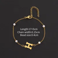 Letter Casual Simple Style Classic Style 304 Stainless Steel Artificial Pearl Copper Bracelets Wholesale sku image 8