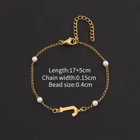 Letter Casual Simple Style Classic Style 304 Stainless Steel Artificial Pearl Copper Bracelets Wholesale sku image 10