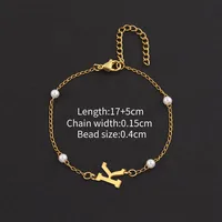 Letter Casual Simple Style Classic Style 304 Stainless Steel Artificial Pearl Copper Bracelets Wholesale sku image 11