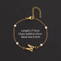 Letter Casual Simple Style Classic Style 304 Stainless Steel Artificial Pearl Copper Bracelets Wholesale sku image 13