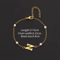 Letter Casual Simple Style Classic Style 304 Stainless Steel Artificial Pearl Copper Bracelets Wholesale sku image 14
