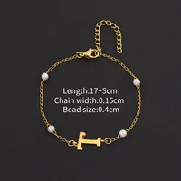 Letter Casual Simple Style Classic Style 304 Stainless Steel Artificial Pearl Copper Bracelets Wholesale sku image 19