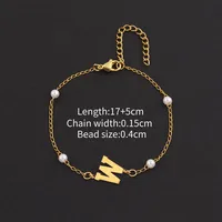 Letter Casual Simple Style Classic Style 304 Stainless Steel Artificial Pearl Copper Bracelets Wholesale sku image 21