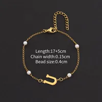 Letter Casual Simple Style Classic Style 304 Stainless Steel Artificial Pearl Copper Bracelets Wholesale sku image 25