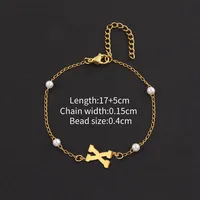 Letter Casual Simple Style Classic Style 304 Stainless Steel Artificial Pearl Copper Bracelets Wholesale sku image 26